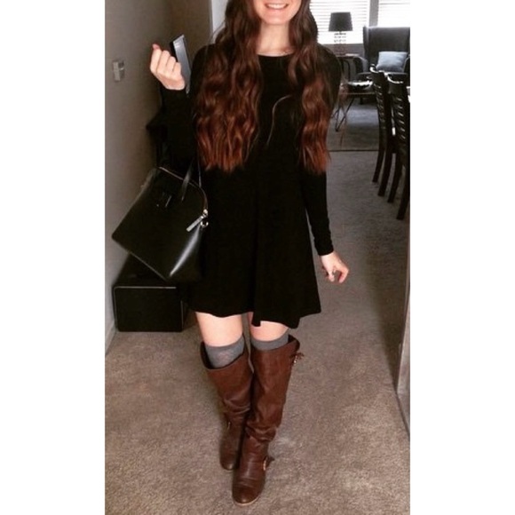 Express Dresses & Skirts - Express Black Long Sleeve Jersey Skater Dress